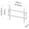Techly Feste Wandhalterung LED TV LCD 40-65 Zoll, 165,1 cm (65 Zoll), 200 x 200 mm, 600 x 400 mm, -12 – 0°, Metall, Schwarz