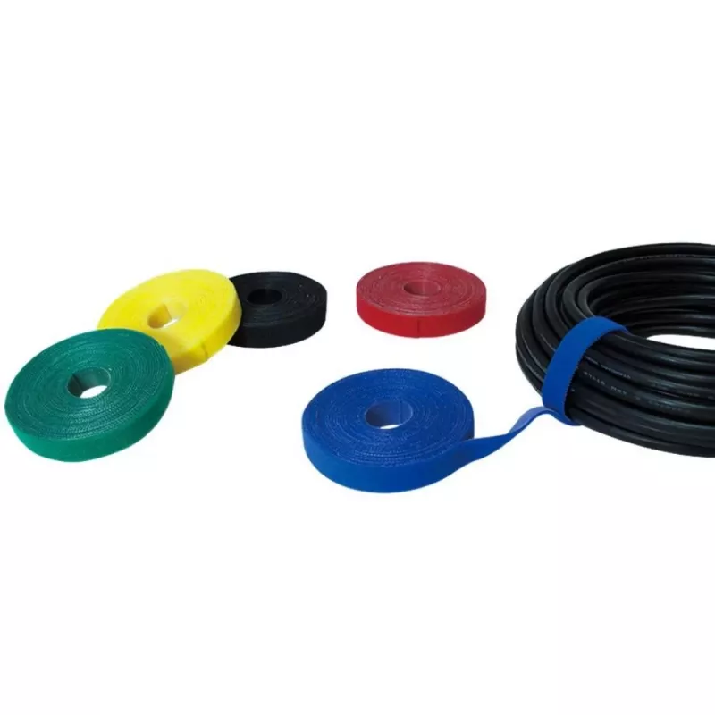 Techly Klettband-Rolle Kabelmanagement Länge 10 m Breite 20 mm Schwarz