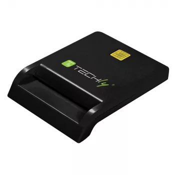Techly Kompakter Smartcard-Leser/Schreiber USB-C™ Weiß, USB 2.0, 1,5 m, Schwarz, 102 g