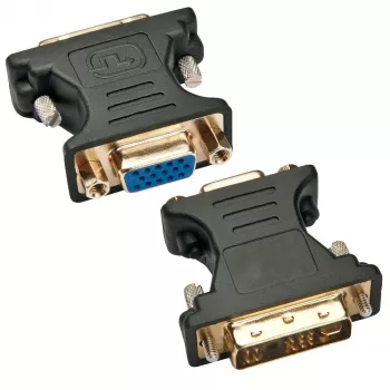 Techly DVI-Stecker/VGA-Buchse Analoger Videoadapter Schwarz, DVI-A, VGA, Schwarz