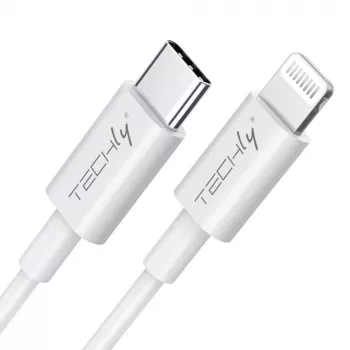 Techly Lade- und Synchronisationskabel USB-C auf Lightning 1 m Weiß