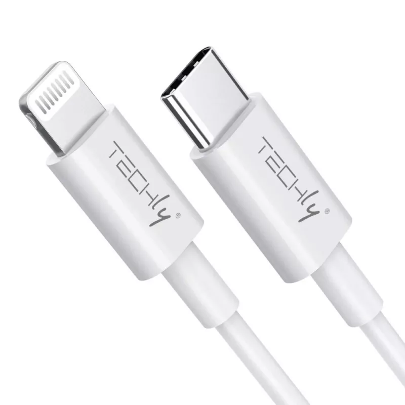 Techly Lade- und Synchronisationskabel USB-C auf Lightning 1 m Weiß