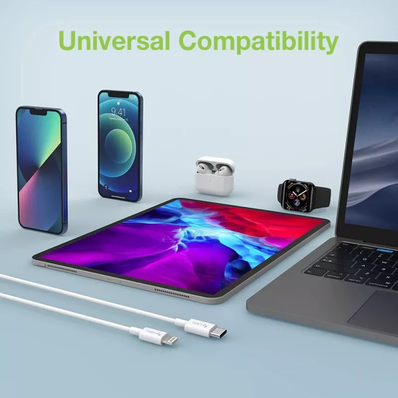 Techly Lade- und Synchronisationskabel USB-C auf Lightning 1 m Weiß