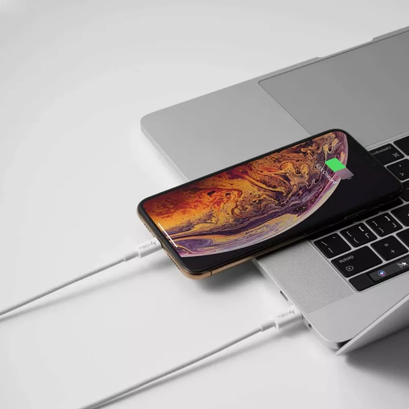 Techly Lade- und Synchronisationskabel USB-C auf Lightning 1 m Weiß