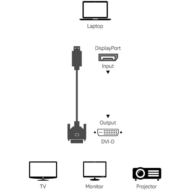 Techly ICOC DSP-C12-030P Videokabeladapter 3 m DisplayPort DVI-D Schwarz