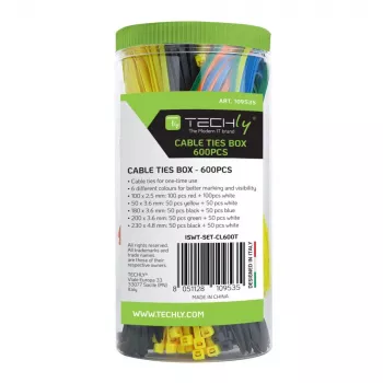 Techly ISWT-SET-CL600T Kabelbinder Mehrzweck-Kabelbinder Nylon Mehrfarbig 600 St.