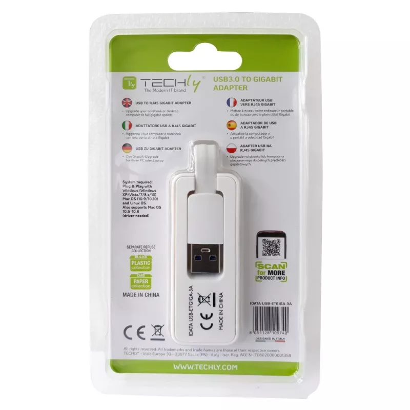 Techly IDATA USB-ETGIGA-3A Netzwerkkarte Ethernet 5000 Mbit/s