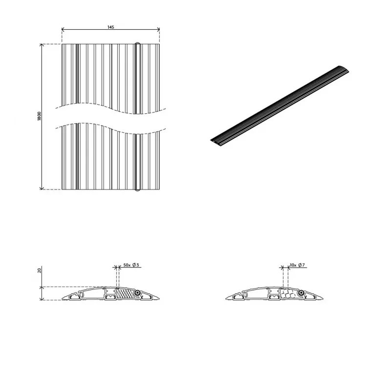 Dataflex 31.433 Kabelbrückensystem Aluminium 1,8 m