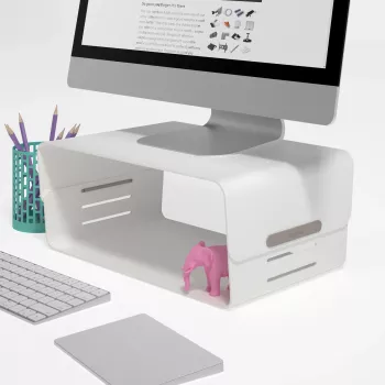 Dataflex Addit Bento® Monitorerhöhung - verstellbar 120, freistehend, 20 kg, Höhenverstellung, Grau, Weiß