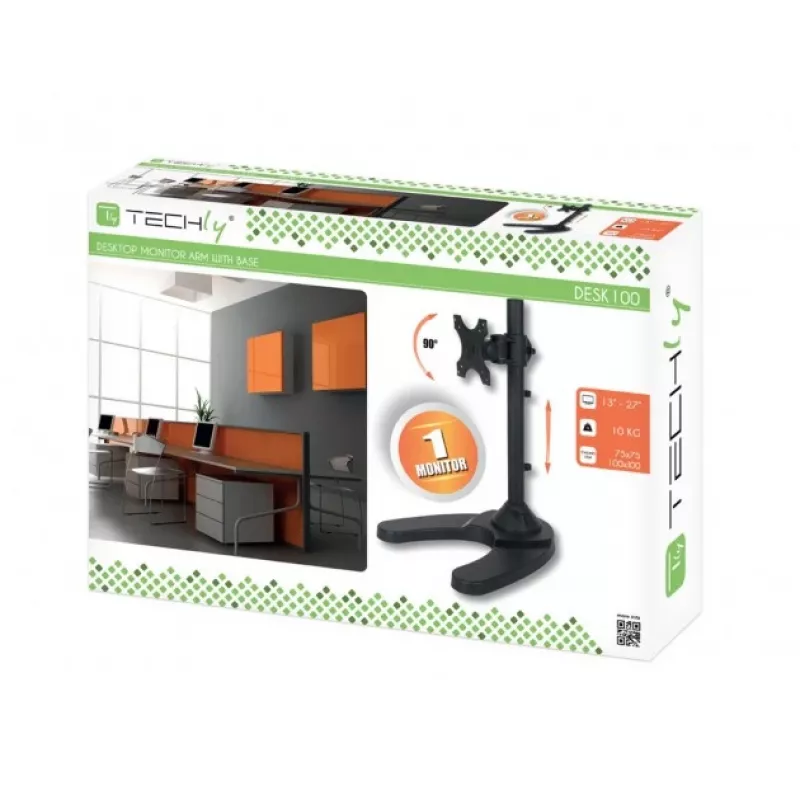 Techly Schreibtischständer für 1 Monitor 13–27 Zoll mit Sockel” ICA-LCD 3500