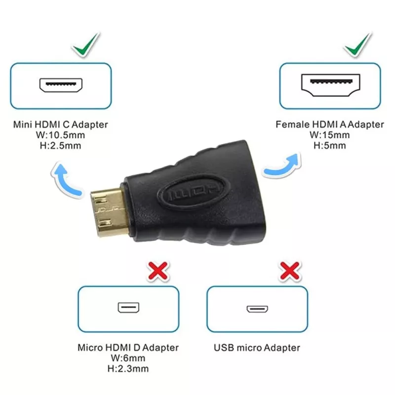 Techly HDMI auf Mini HDMI Typ C Buchse/Stecker Adapter IADAP HDMI-MC, Mini HDMI, HDMI, Schwarz