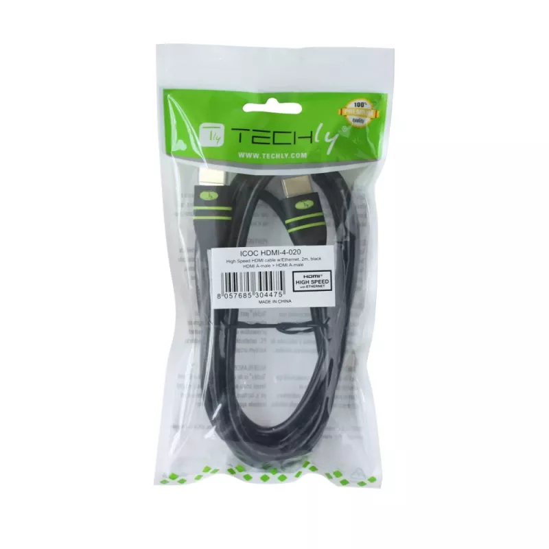 Techly 2 m High-Speed-HDMI-Kabel mit Ethernet A/A M/M Ferrit ICOC HDMI-FR-020