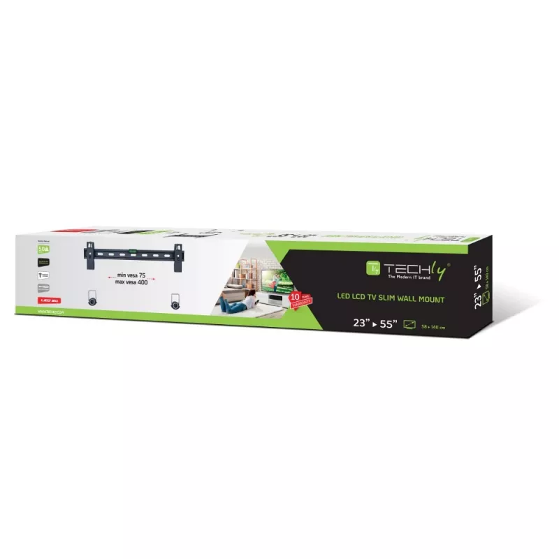 Techly 23-55 Wandhalterung schlank Fixed für LED TV LCD Schwarz ICA-PLB 139M