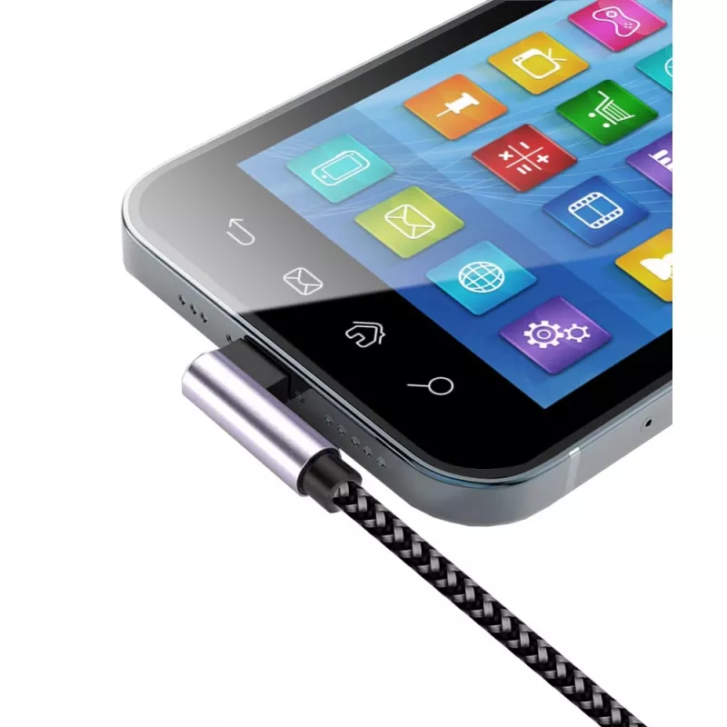 Techly Kabel USB-C Stecker 2.0 / USB-C Stecker abgewinkelt 3A 1 m Aluminium