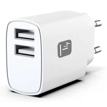 Techly IPW-USB-12W2A Mobilgerät-Ladegerät Kopfhörer, Tragbarer Lautsprecher, Powerbank, Smartphone, Tablet Weiß AC Innenbereich