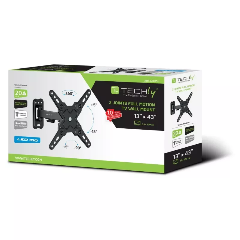 Techly ICA-LCD 421 TV-Wandhalterung/Ständer 106.7 cm (42 Zoll) Schwarz