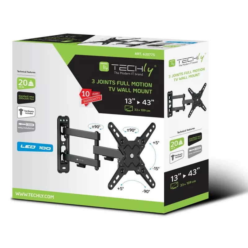Techly ICA-LCD 423 TV-Wandhalterung/Standfuß 106,7 cm (42 Zoll) Schwarz