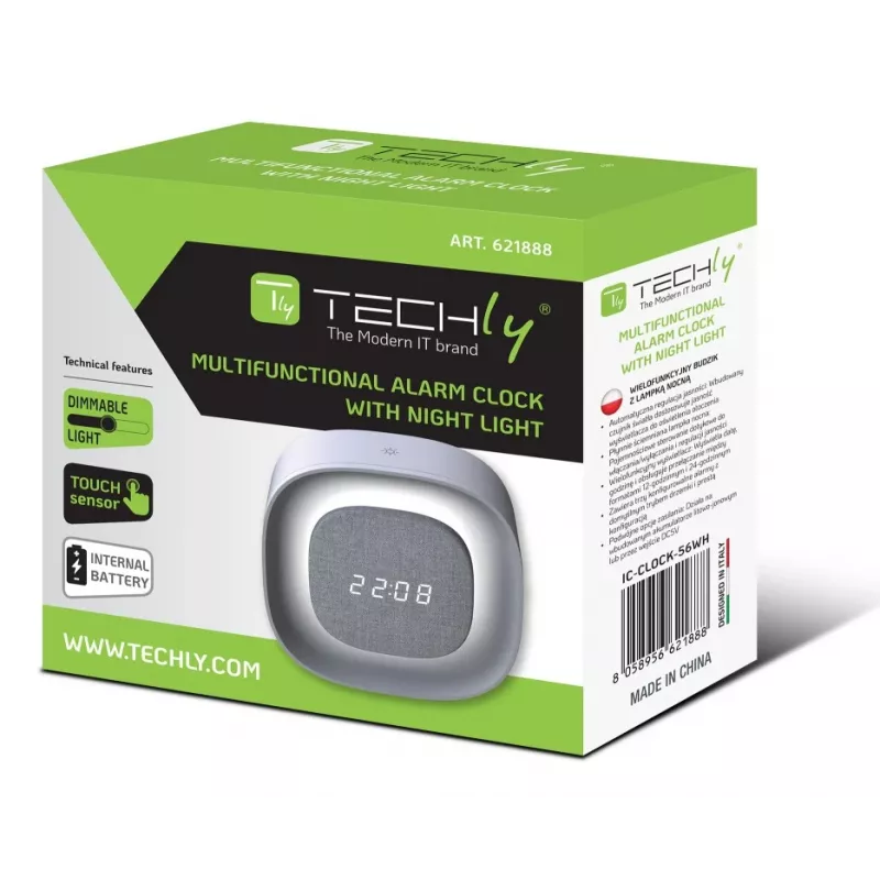 Techly IC-CLOCK-56WH Wecker Digitaler Wecker Grau, Weiß
