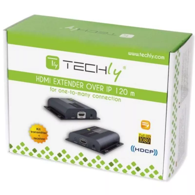 Techly IDATA-EXTIP-383V4 AV-Sender & -Empfänger Schwarz