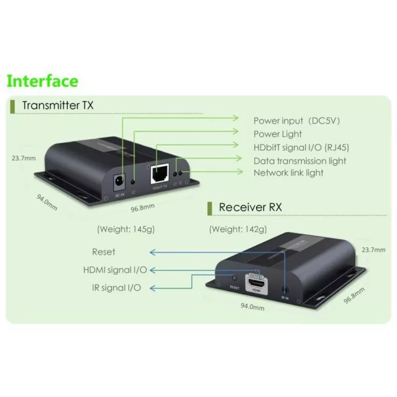 Techly IDATA-EXTIP-383V4 AV-Sender & -Empfänger Schwarz