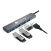 Techly IUSB32-HUB4A-4U3SL Laptop-Dockingstation/Port-Replikator Kabelgebunden USB 3.2 Gen 1 (3.1 Gen 1) Typ-A Grau