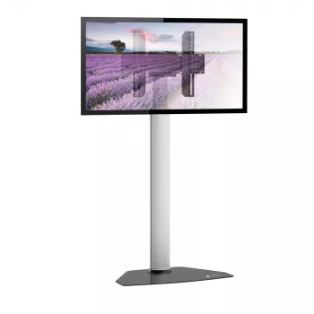 Techly Bodenständer für Fernseher von 32 Zoll bis 65 Zoll, 165,1 cm (65 Zoll), 400 x 200 mm, 600 x 400 mm, 90°, Aluminium, Schwarz, Silber