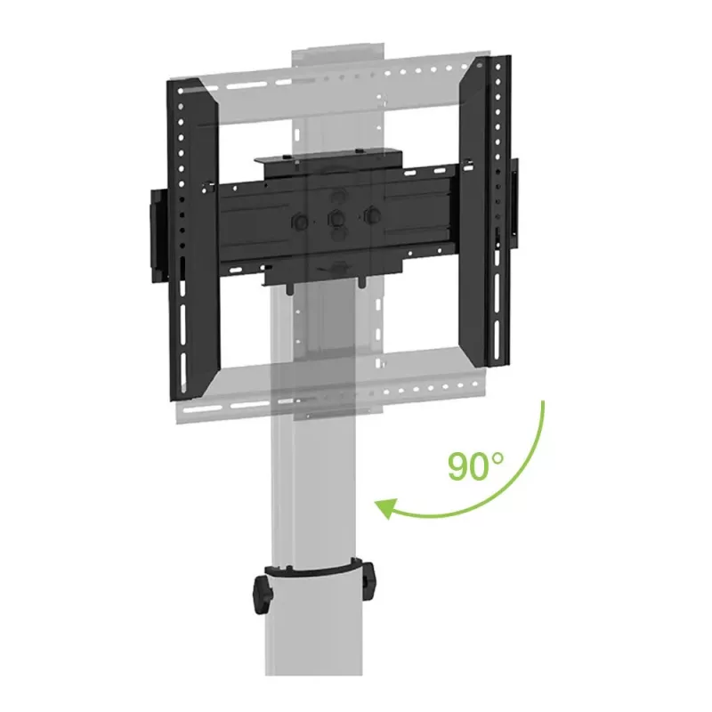 Techly Bodenständer für Fernseher von 32 Zoll bis 65 Zoll, 165,1 cm (65 Zoll), 400 x 200 mm, 600 x 400 mm, 90°, Aluminium, Schwarz, Silber