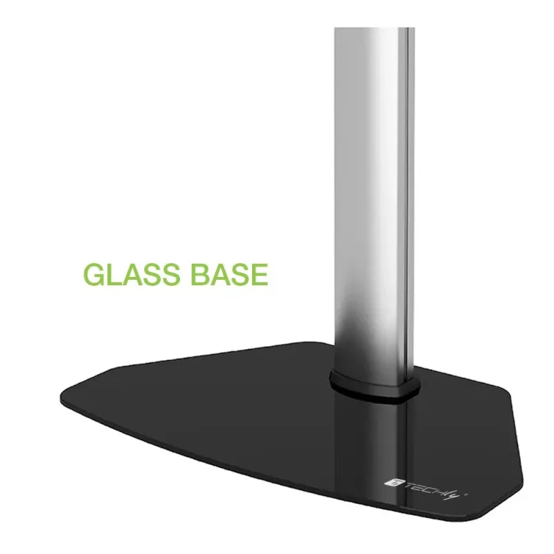 Techly Bodenständer für Fernseher von 32 Zoll bis 65 Zoll, 165,1 cm (65 Zoll), 400 x 200 mm, 600 x 400 mm, 90°, Aluminium, Schwarz, Silber