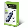 Techly IDATA USB-ETGIGA3AA Laptop-Dock/Port-Replikator Kabelgebunden USB 3.2 Gen 1 (3.1 Gen 1) Typ-A Schwarz, Silber