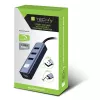Techly IDATA USB-ETGIGA3CA Laptop-Dock/Port-Replikator kabelgebunden USB 3.2 Gen 1 (3.1 Gen 1) Typ-A + Typ-C Schwarz, Silber