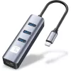 Techly IDATA USB-ETGIGA3CA Laptop-Dock/Port-Replikator kabelgebunden USB 3.2 Gen 1 (3.1 Gen 1) Typ-A + Typ-C Schwarz, Silber
