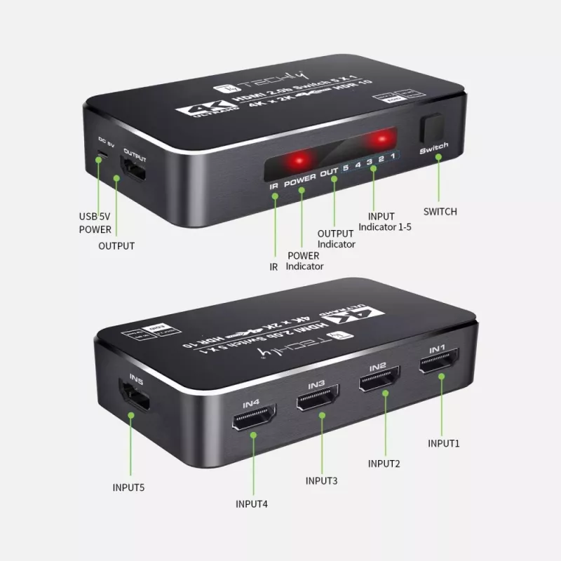 Techly IDATA HDMI2-4K5160B Video-Switch HDMI