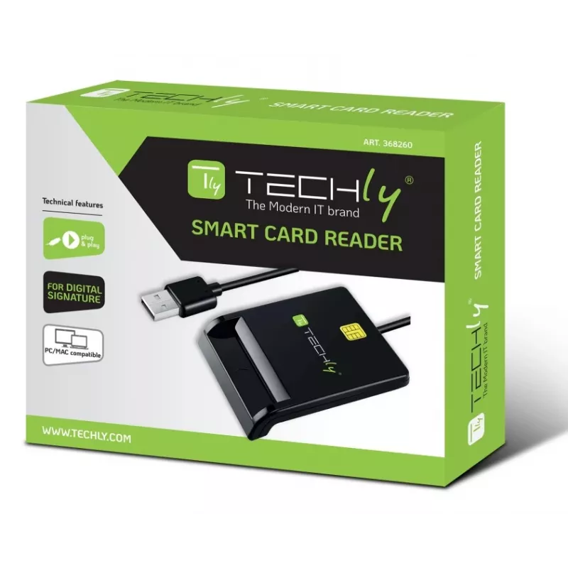 Techly I-CARD CAM-USB2TY2 Smartcard-Lesegerät Indoor USB USB Typ-A Schwarz