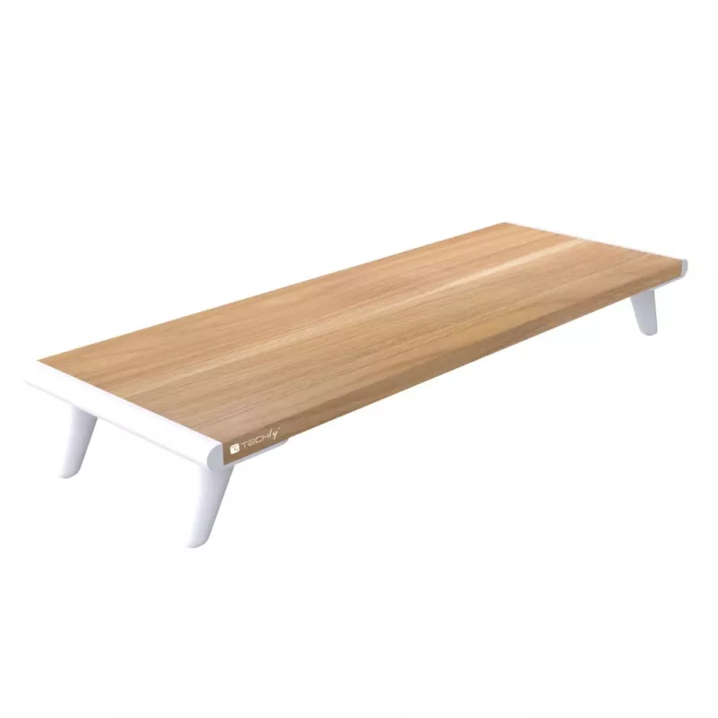 Techly ICA-MS 389 Monitorständer / Standfuß Schreibtisch Weiß, Holz