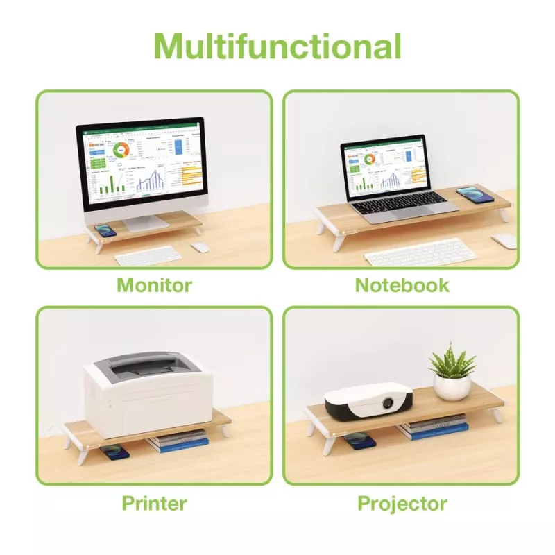 Techly ICA-MS 389 Monitorständer / Standfuß Schreibtisch Weiß, Holz