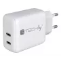 Techly IPW-USB-2C35W Ladegerät für mobile Geräte Laptop, Smartphone, Tablet Weiß AC Innenbereich Schnellladung