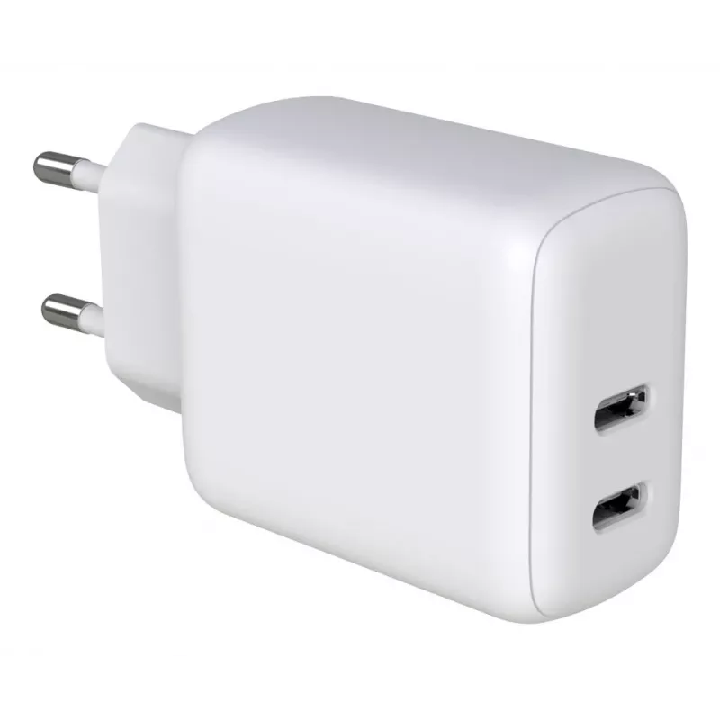 Techly IPW-USB-2C35W Ladegerät für mobile Geräte Laptop, Smartphone, Tablet Weiß AC Innenbereich Schnellladung