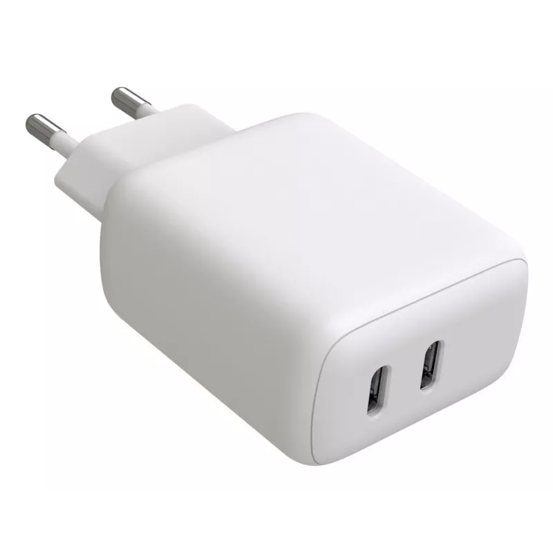 Techly IPW-USB-2C35W Ladegerät für mobile Geräte Laptop, Smartphone, Tablet Weiß AC Innenbereich Schnellladung