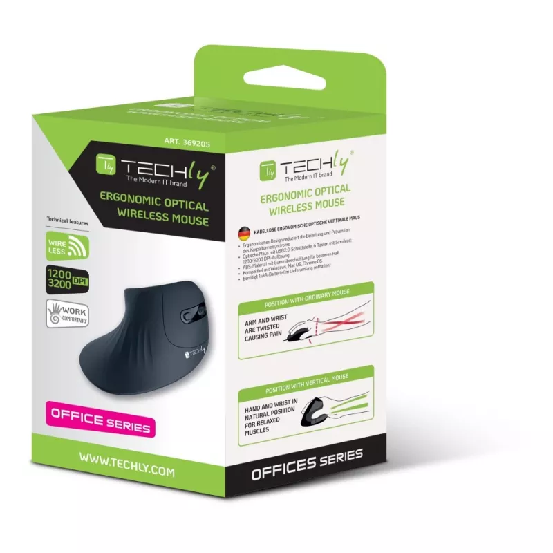 Techly IM 1100-VM-B Maus Medizinisch Rechtshänder RF Wireless Optisch 3200 DPI