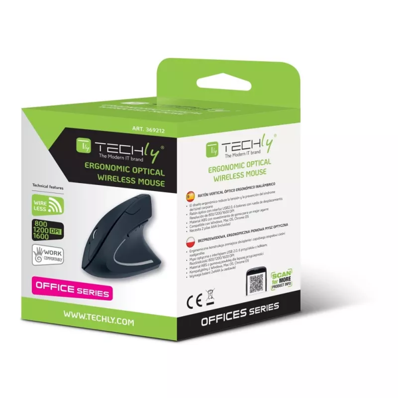 Techly IM 1200-VM-B Maus Medizinisch Rechtshänder RF Wireless Optisch 1600 DPI