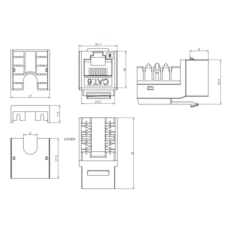 Techly IWP-KIT-C6U90 Keystone-Modul
