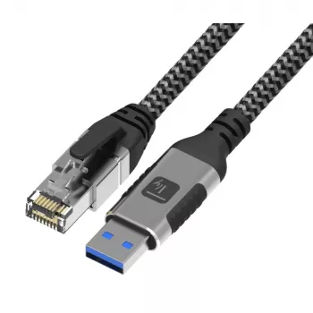 Techly ICOC U3A-RJ45-030 Netzwerkkabel Silber, Schwarz 3 m Cat6 F/UTP (FTP)