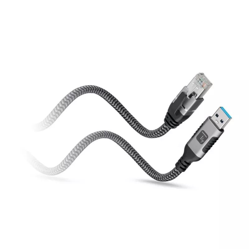 Techly ICOC U3A-RJ45-030 Netzwerkkabel Silber, Schwarz 3 m Cat6 F/UTP (FTP)