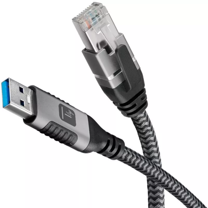 Techly ICOC U3A-RJ45-030 Netzwerkkabel Silber, Schwarz 3 m Cat6 F/UTP (FTP)