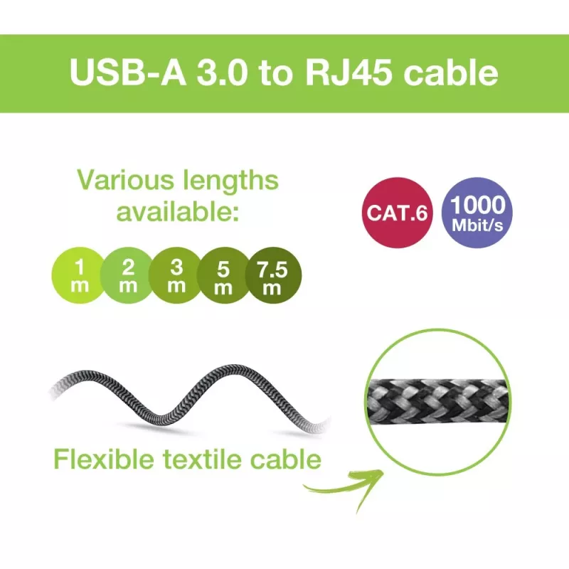 Techly ICOC U3A-RJ45-030 Netzwerkkabel Silber, Schwarz 3 m Cat6 F/UTP (FTP)