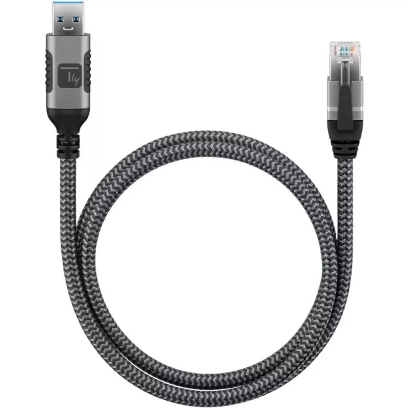 Techly ICOC U3A-RJ45-050 Netzwerkkabel Silber, Schwarz 5 m Cat6 F/UTP (FTP)