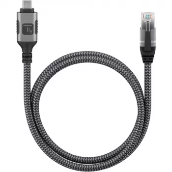 Techly ICOC U3C-RJ45-020 Netzwerkkabel Silber, Schwarz 2 m Cat6 F/UTP (FTP)