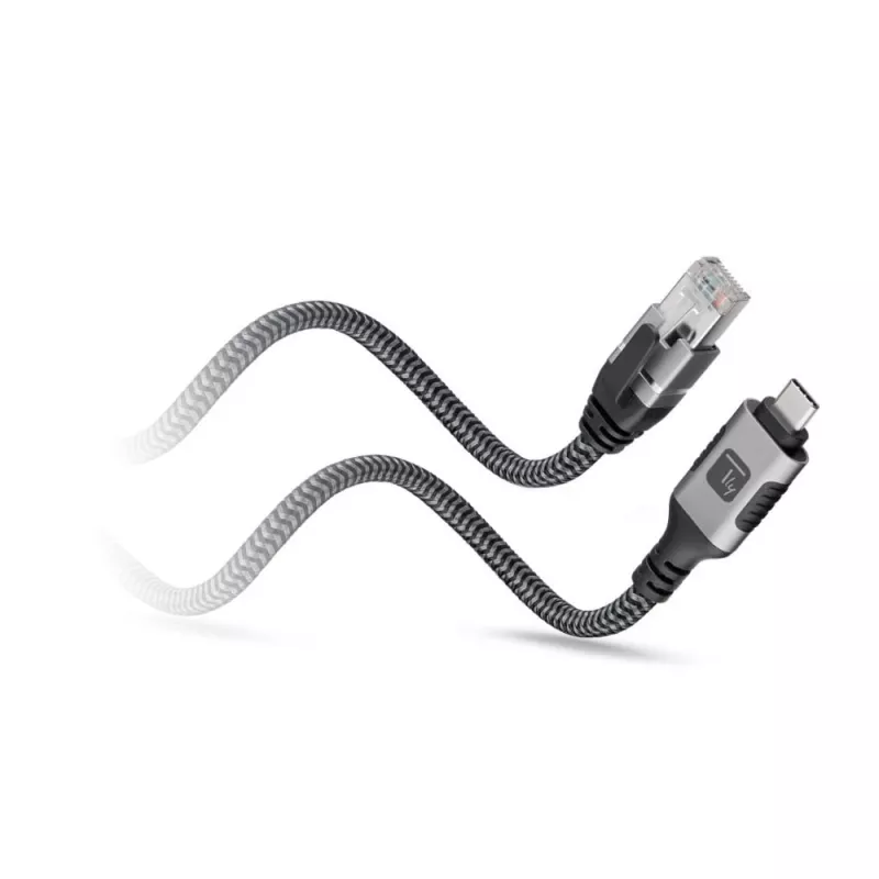 Techly ICOC U3C-RJ45-020 Netzwerkkabel Silber, Schwarz 2 m Cat6 F/UTP (FTP)
