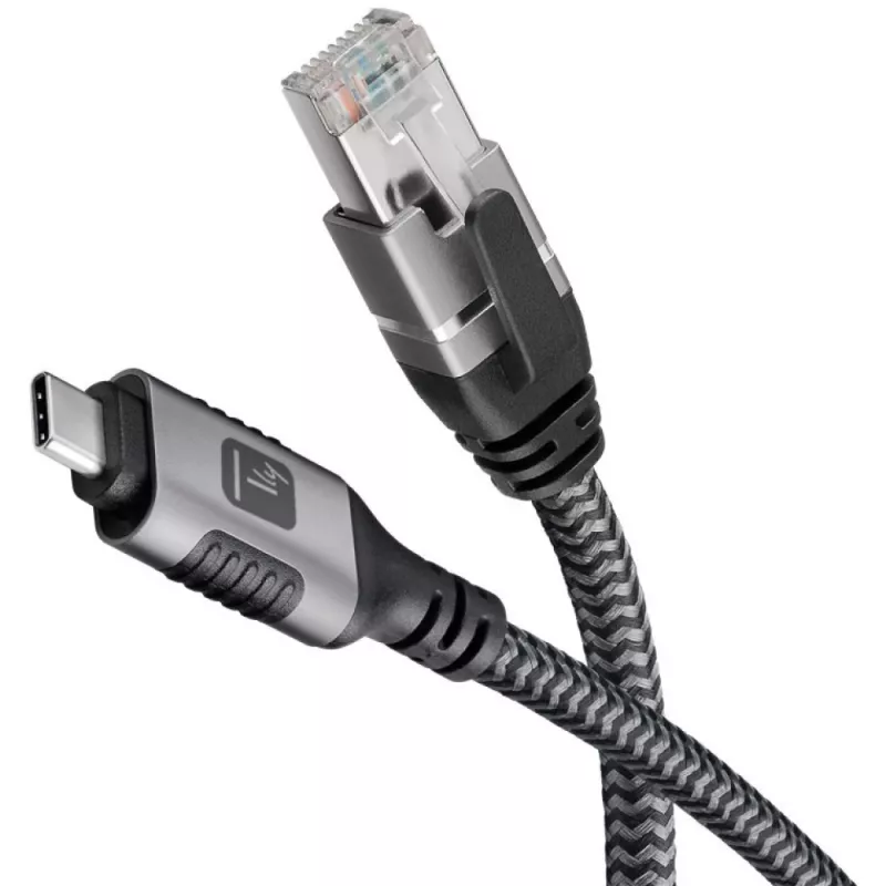 Techly ICOC U3C-RJ45-020 Netzwerkkabel Silber, Schwarz 2 m Cat6 F/UTP (FTP)