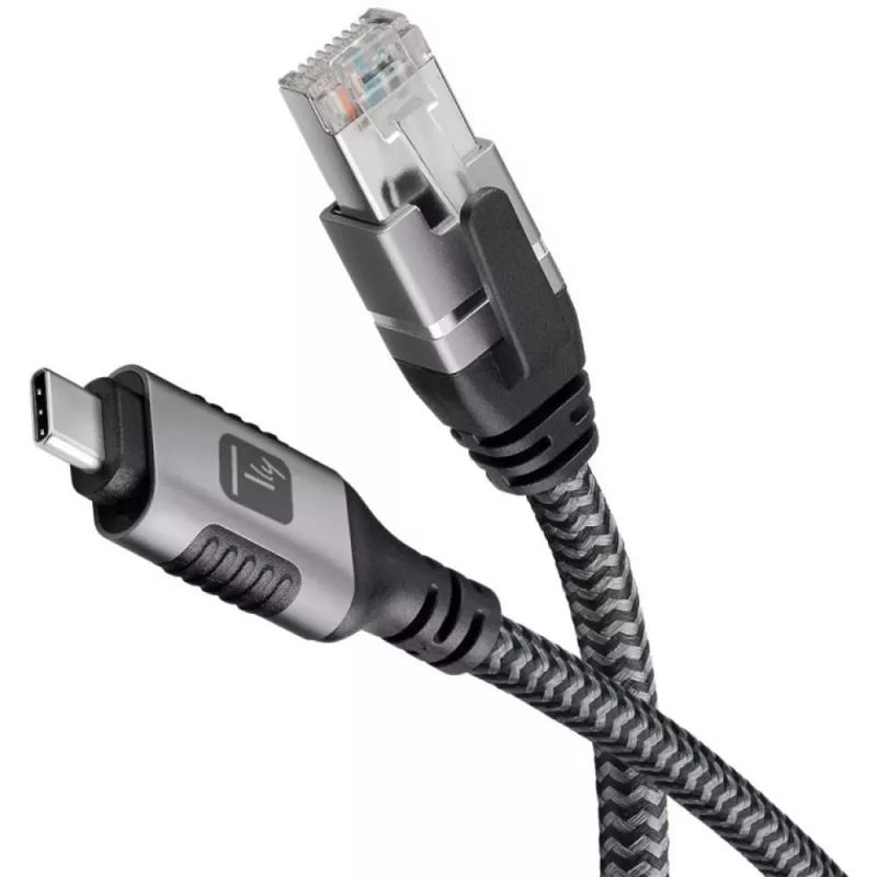 Techly ICOC U3C-RJ45-050 Netzwerkkabel Silber, Schwarz 5 m Cat6 F/UTP (FTP)